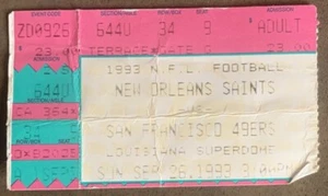 Vintage NFL New Orleans Saints Vs San Francisco 49ers Ticket Stub Sep 26, 1993 - Picture 1 of 2