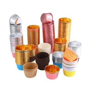 50Pcs Aluminum Foil Cup Cupcake Paper Baking Cups Muffin Cake Cases Wrappers DIY - Picture 1 of 57