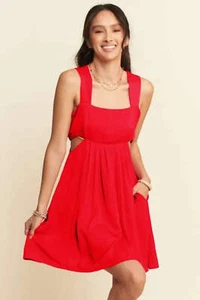 Davi & Dani Washed Satin Cutout Skirt Bandeau Mini Dress - Picture 1 of 7