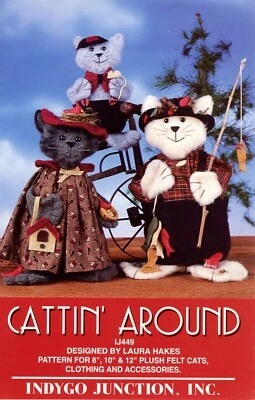 Indygo Junction IJ449 CATTIN' AROUND Plush Felt Cats, Clothing & Accessories UC - Image 1 of 3