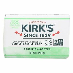 Kirks Orginal Coconut Castile with Soothing Aloe Vera Bar Soap 4 Ounce Pack of 6