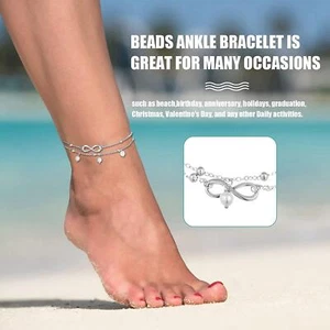 Women Pearl Ankle Bracelet Anklet Foot Chain Boho Beach Set Z3 Gift layer O8F6 - Picture 1 of 14