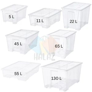 Box mit Deckel Kunststoff transparent Ikea Boxen Home Office Küche Aufbewahrungslösung - Bild 1 von 8