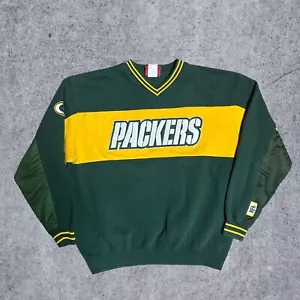 Vintage NFL Green Bay Packers Sweatshirt Embroidered Green Large - Picture 1 of 3