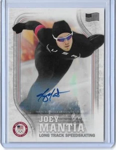 RARE 2018 TOPPS OLYMPICS JOEY MANTIA SPEEDSKATING FLAG AUTOGRAPH CARD /25 - Picture 1 of 2