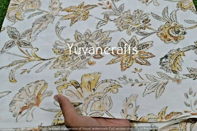 Sanganeri Pure Cotton Indian Hand Block Print Fabric Running Fabric 5 Yard Craft - Image 1 of 3