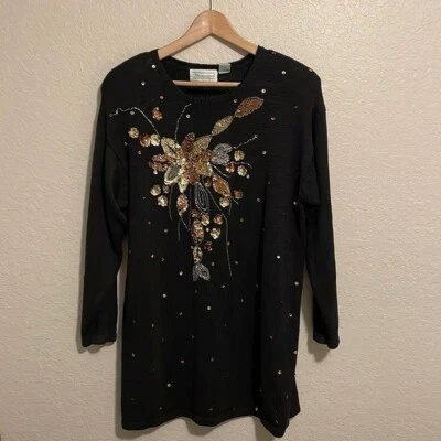 Suéter de lentejuelas de manga larga Shenanigans vintage para mujer talla S Foto 1 de 4