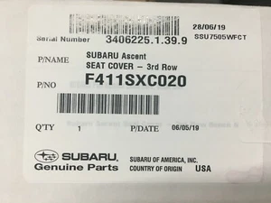 2019-2025 Subaru Ascent 3RD Row Bench Seat Covers F411SXC021 Genuine Oem genuine - Picture 1 of 2