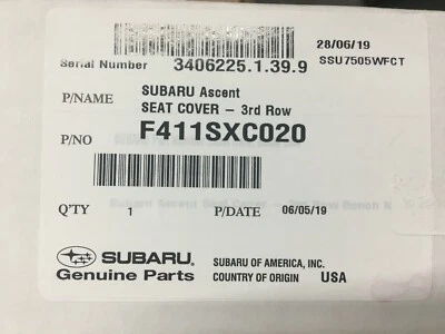 Fundas de asiento de banco Subaru Ascent 2019-2025 3 filas F411SXC021 genuinas OEM genuinas Foto 1 de 2