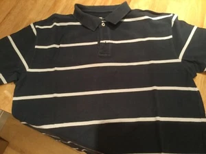 Navy blue and white stripe Polo shirt size L by Gap - Picture 1 of 3