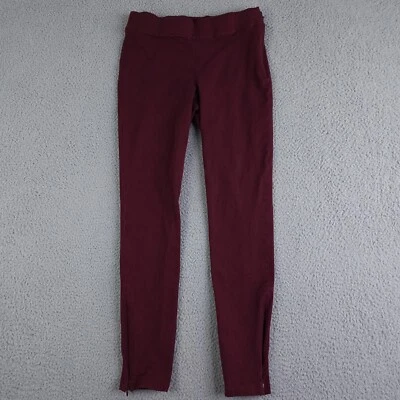 白宫黑色市场裤女式 2 红色打底裤踝拉链 WHBM 职业生涯 — 第 1/4 张图片