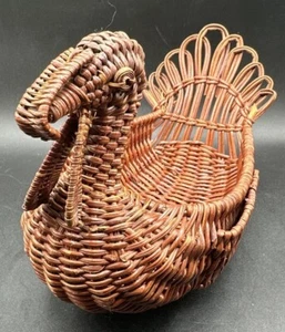 Vintage Korb Tom Truthahn Thanksgiving Rattan braun Füllhorn Bauernhaus - Bild 1 von 11