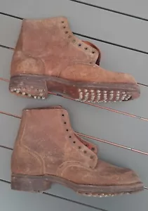 1945 Model Leather Brodequins Dated 1953 Indochina Legion Para Commando France - Picture 1 of 11