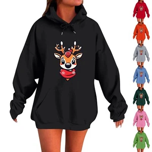 Women's Fashion Pullover Christmas Casual Hooded Daily Sweatshirts with Pockets - Picture 1 of 36