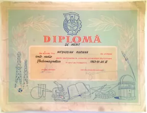 Romania, 1961-1964, Lot of 3 Vintage Merit Diplomas - "Electromagnetica" - Picture 1 of 3