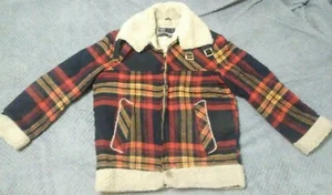 Montgomery Ward Vtg (S) Bright Plaid Sherpa Lined Wool Jacket - Picture 1 of 9