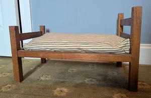 Antique Doll Bed With Mattress Wooden Vintage Good Condition 20.5"X12"X12" - Picture 1 of 7