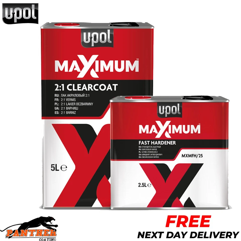U-POL MAXIMUM 2K HS CLEARCOAT LACQUER 5 LTR - WITH FAST HARDENER KIT 7.5 L