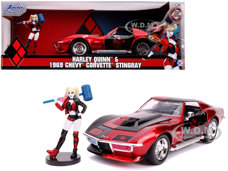 Batman Harley Quinn 69 Corvette 1 24 Scale Hollywood Ride Jada Toys