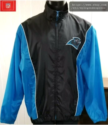 Chaqueta cortavientos Carolina Panthers cosida con logotipo G-lll forrada cremallera completa talla L Foto 1 de 4