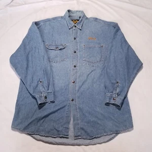 Vintage FILA Denim Jean Shirt Men's 2XL Blue Long Sleeve Button Up Outdoor Y2K - Picture 1 of 11