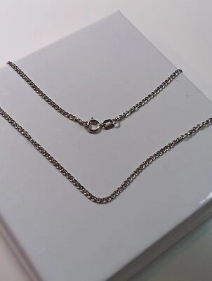 18K WHITE GOLD Chain Size 16" Lightweight 2mm Double Cuban Braided Dainty New  - Image 1 of 4