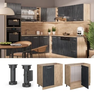 Eckunterschrank R-Line Schwarz Beton Eiche 86 cm ohne Arbeitsplatte Vicco - Bild 1 von 5