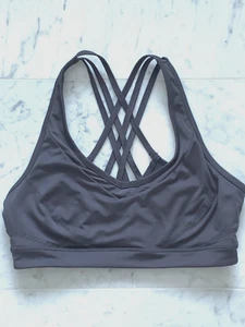 MARIKA Sports Bra Small Grey Strappy Crisscross Strap Back Wireless Yoga VGUC - Picture 1 of 7