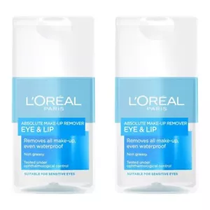 2 x 125 ml L'Oreal Paris Absolute Biphase Waterproof Make-Up Remover Eye & Lip - Picture 1 of 2