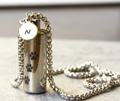 Kette Urne Tierhaare Haustier Asche persönliche Erinnerung Geschenk Tierbesitzer - Bild 1 von 4