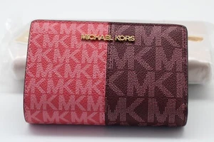 Cartera Michael Kors Jet Set Mediana Doble Cremallera Moneda Firma Sangre de Buey Multi MK - Imagen 1 de 6