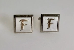 Vintage Swank Cufflinks Engraved "F” - Picture 1 of 4