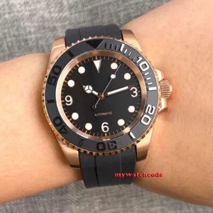 40mm Bliger Black Dial Sapphire Glass NH35 Automatic Mens Watch Rose Golden Case - Picture 1 of 8
