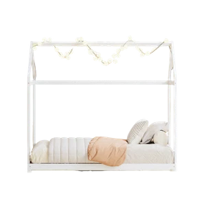 Kinderbett Bodenbett Hausbett 90/180x190 cm Ausziehbett mit Lattenrost Weiß - Bild 1 von 8