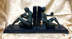 Antique French Art Deco Bronze Figural Bookends by Emile  Carlier circa 1925 - Picture 1 of 10