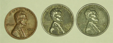 (2) 1943 Steel "War Time" Wheat Penny and (1) bonus Copper Wheat penny Cover