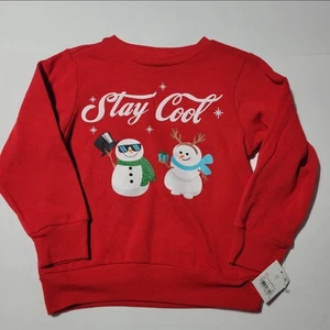 Kids Size XS Mad Engine Stay Cool Christmas Holiday Snowman Pullover Sweatshirt - Picture 1 of 3