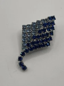Juego Prog Vintage Broche Estrás Azul Tono Plata - Imagen 1 de 6