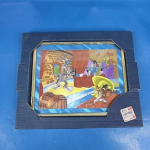 Vintage Looney Tunes Magic Effect Framed Picture Bugs Tweety Sylvester & Speedy - Picture 1 of 5