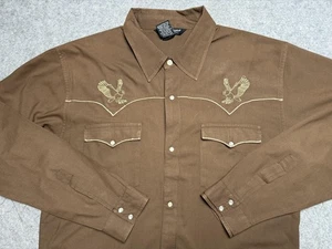 Camicia western vintage sessioni uomo media perla snap duca aquila ricamo - Foto 1 di 15