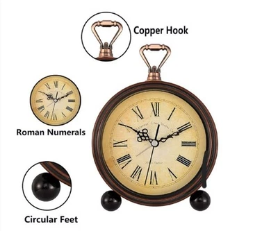 Battery Alarm Clock,Night Light,Vintage Hangable Super Silent Non Ticking. New  - Image 1 of 4