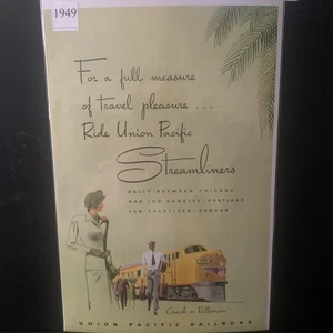Vintage 1949 Union Pacific Railroad Streamliners Travel Ad Advertisement - Picture 1 of 2