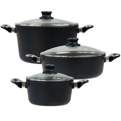 BAF Aluguss Topfset Induktion 6 tlg Bratentöpfe 20 cm + 28 cm & Suppentopf 28 cm - Bild 1 von 4