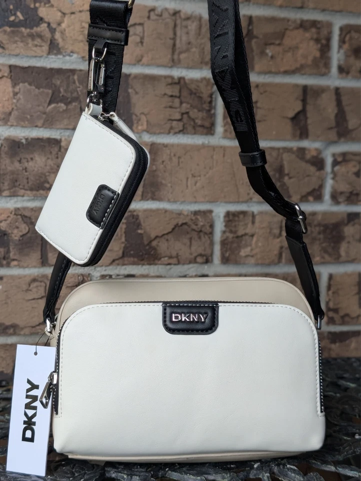 DKNY Crossbody Bag Monogram Logo Cream BRYANT PARK DEMI W W R31H2X48 (E