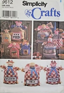 Simplicity Crafts Sewing Pattern 9612 Feed Sack Dolls 12", 15" 20" UNCUT📦 - Picture 1 of 4
