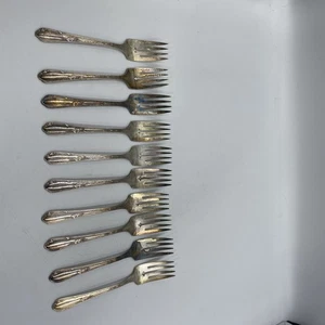 10x WM Rogers A1 Plus Oneida LTD Meadowbrook forchetta per insalata 6 1/4 pollici placcato argento - Foto 1 di 11