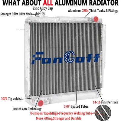 For 1984-1996 Jeep Cherokee Comanche Wagoneer 2.5 2.8L 3 Rows Radiator Aluminum. Foto 1 de 4