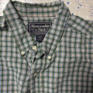 VTG Abercrombie & Fitch Green White Plaid Long Sleeve Button Up Shirt Mens XL - Picture 1 of 5