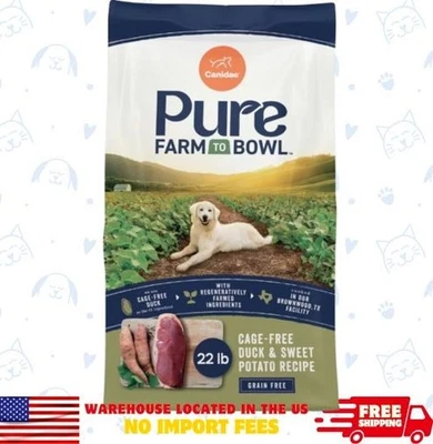 CANIDAE Pure Farm To Bowl Cage-Free Duck & Sweet Potato Recipe Dry Dog Food,22lb