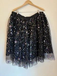 Magnolia Park schwarz glänzend Sterne Print Space Rock Gr. 3XL Glitzer Tüll Swing - Bild 1 von 6